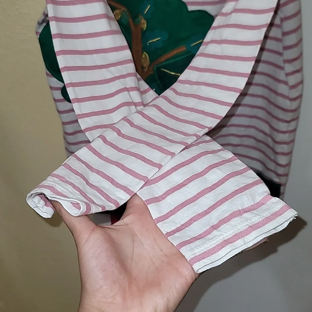 Mini Boden girls top size 11-12 tree bunny striped pullover cute embroidery - Picture 4 of 6